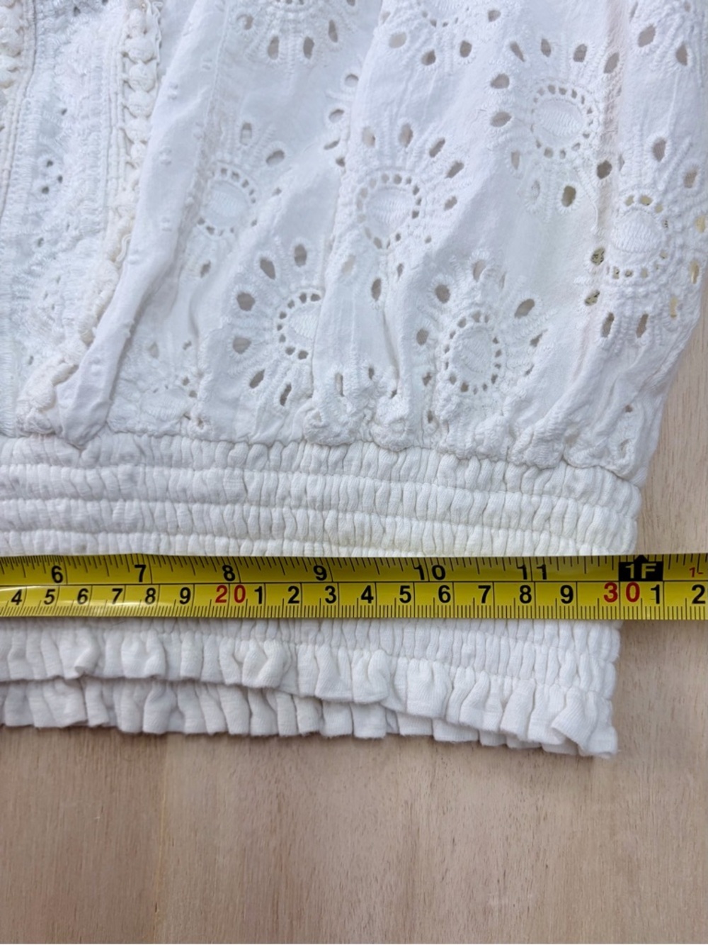 Anthropologie Porridge "Freya" White Eyelet Smocked Off-Shoulder Top - S - Picture 15 of 15